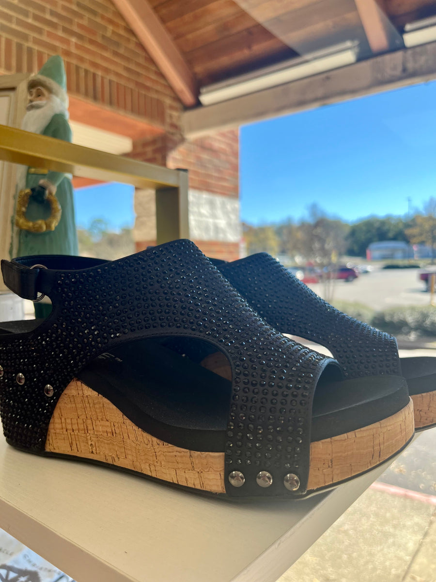 Corkys Black Crystal Carley Wedges A'Bekah's Boutique