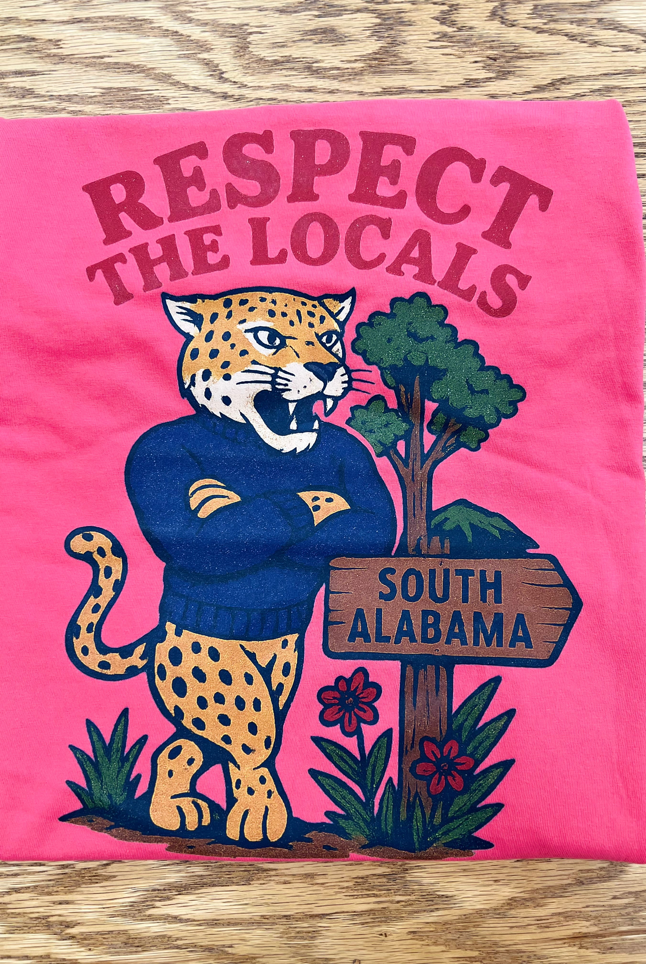 South Alabama Respect the Locals Game Day Jaguar T-Shirt.