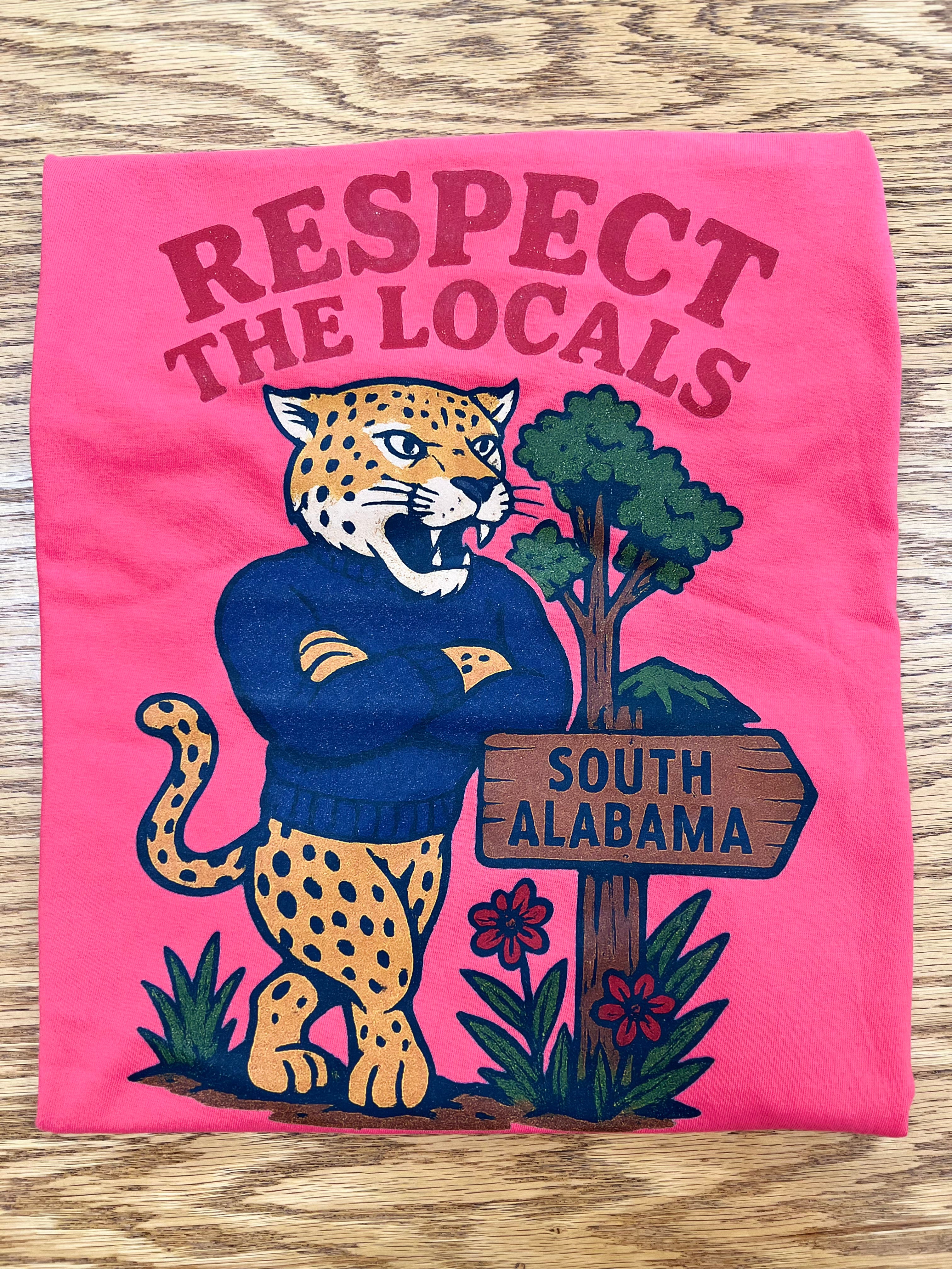 South Alabama Respect the Locals Game Day Jaguar T-Shirt.