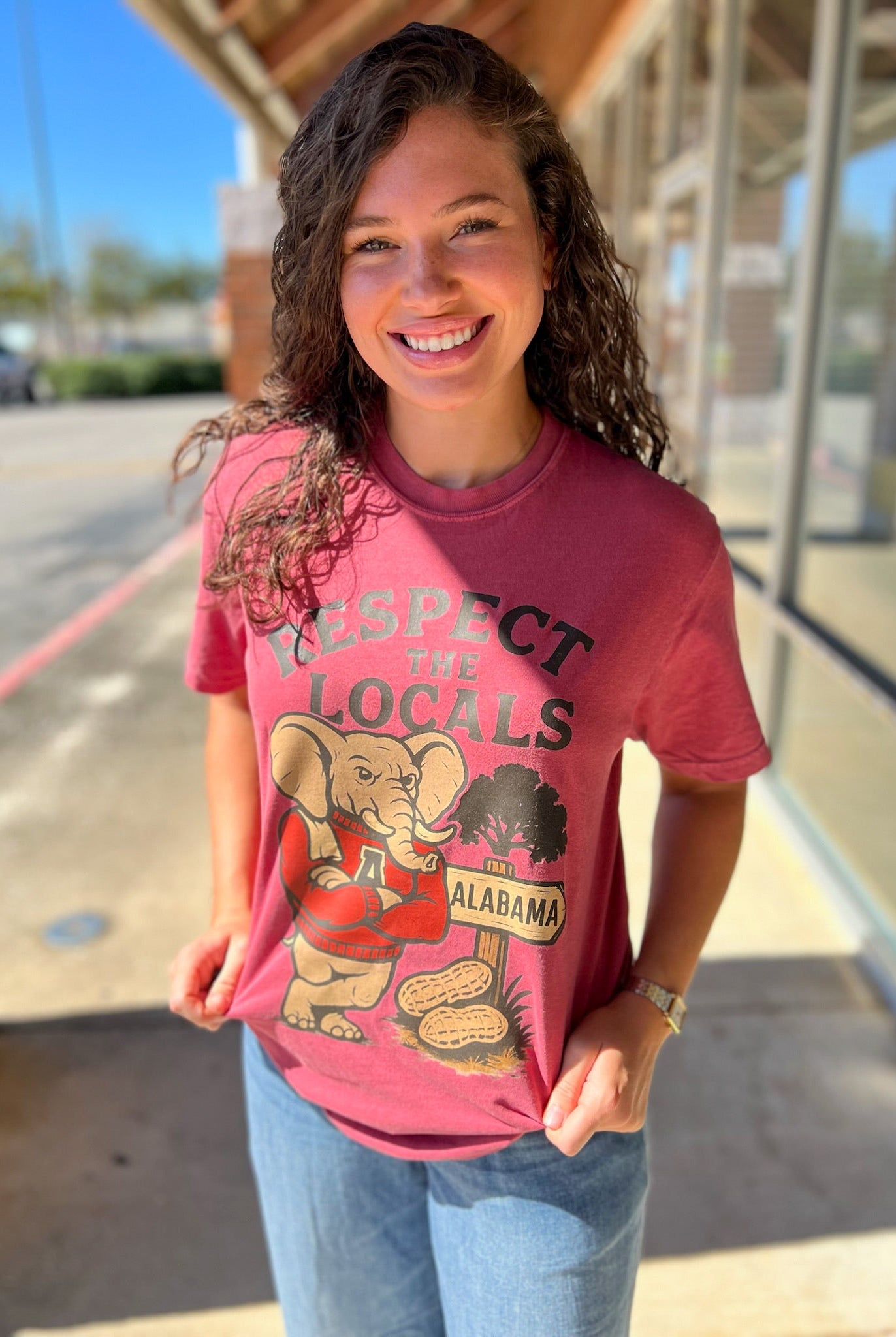 Alabama Respect the Locals Elephant Crimson T-Shirt - A'Bekah's Boutique