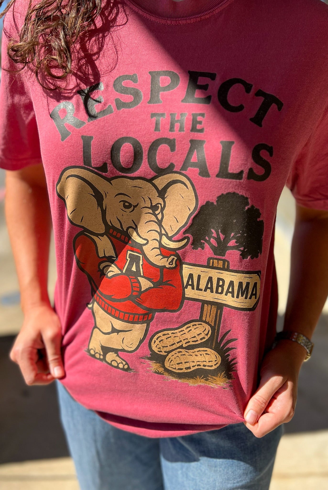 Alabama Respect the Locals Elephant Crimson T-Shirt - A'Bekah's Boutique