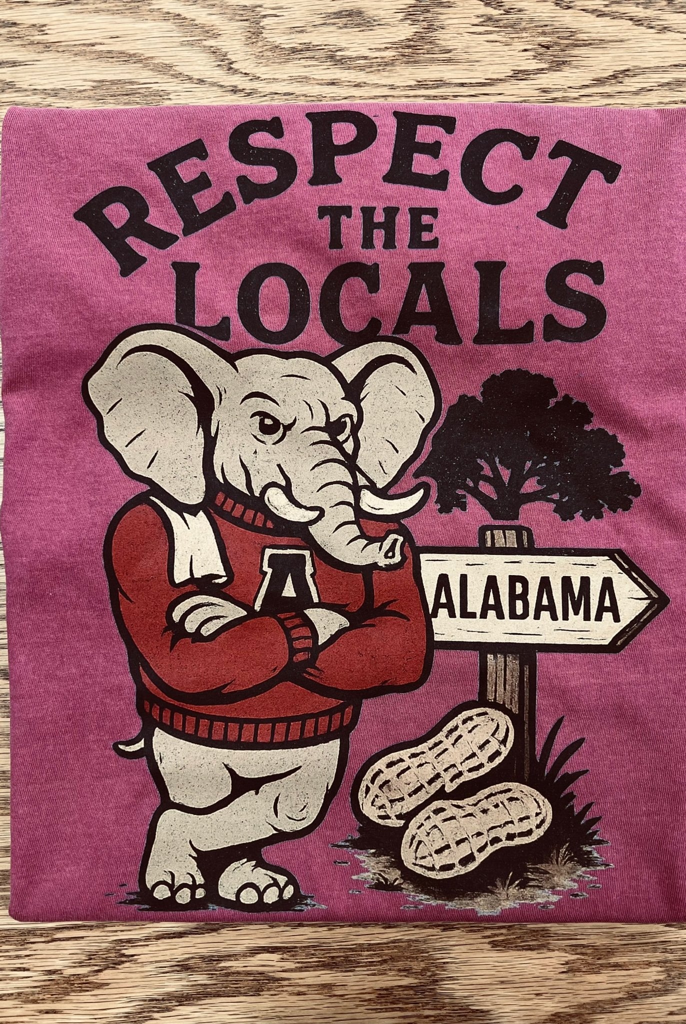 Alabama Respect the Locals Elephant Crimson T-Shirt - A'Bekah's Boutique
