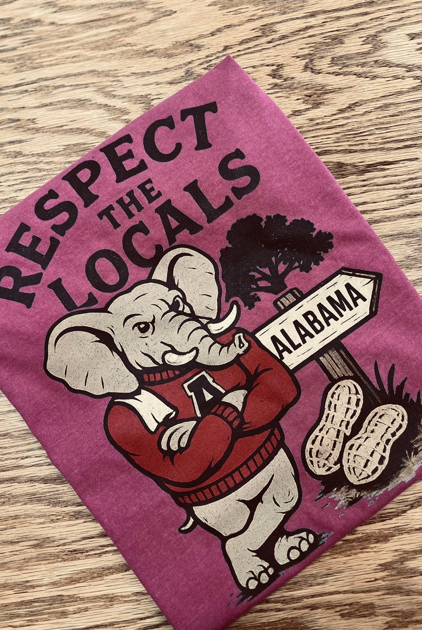 Alabama Respect the Locals Elephant Crimson T-Shirt - A'Bekah's Boutique