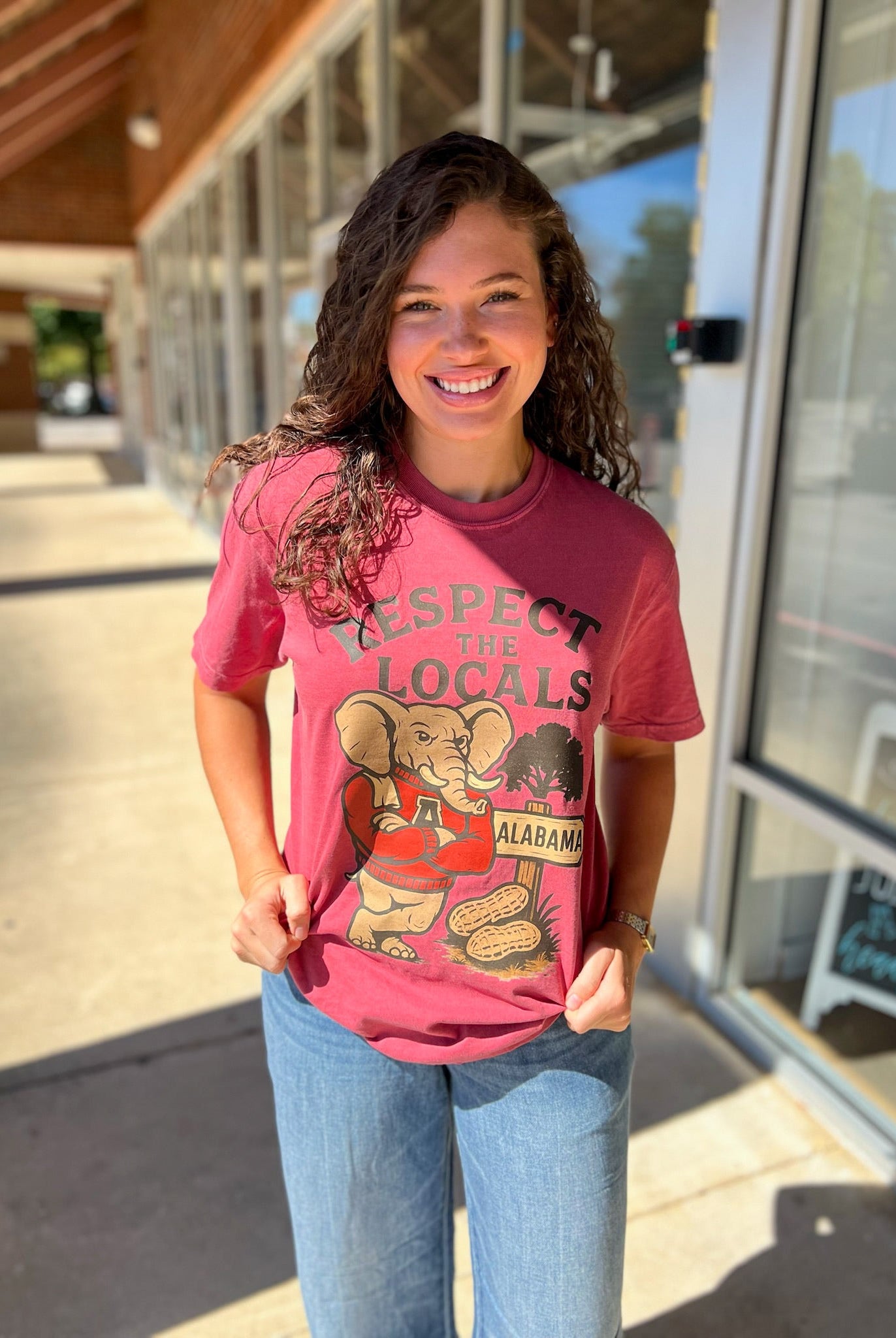 Alabama Respect the Locals Elephant Crimson T-Shirt - A'Bekah's Boutique
