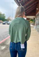 All On You Sage Long Sleeve Ribbed Henley with Snaps - A'Bekah's Boutique