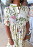 All The Flowers Light Sage Floral Tiered Midi Dress - A'Bekah's Boutique