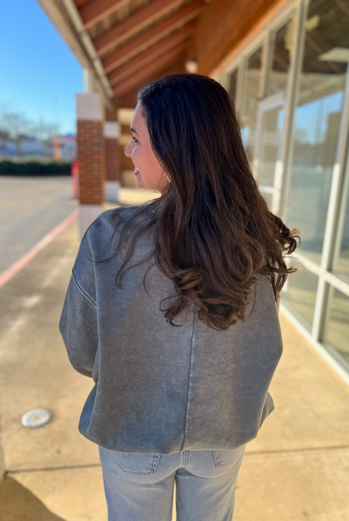 Ash Jade Acid Wash Long Balloon Sleeve Fleece Oversized Pullover - A'Bekah's Boutique