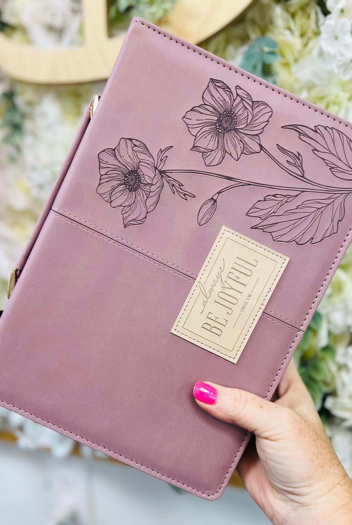 Be Joyful 1 Thessalonians 5:16 Dusty Mauve Bible Cover - A'Bekah's Boutique