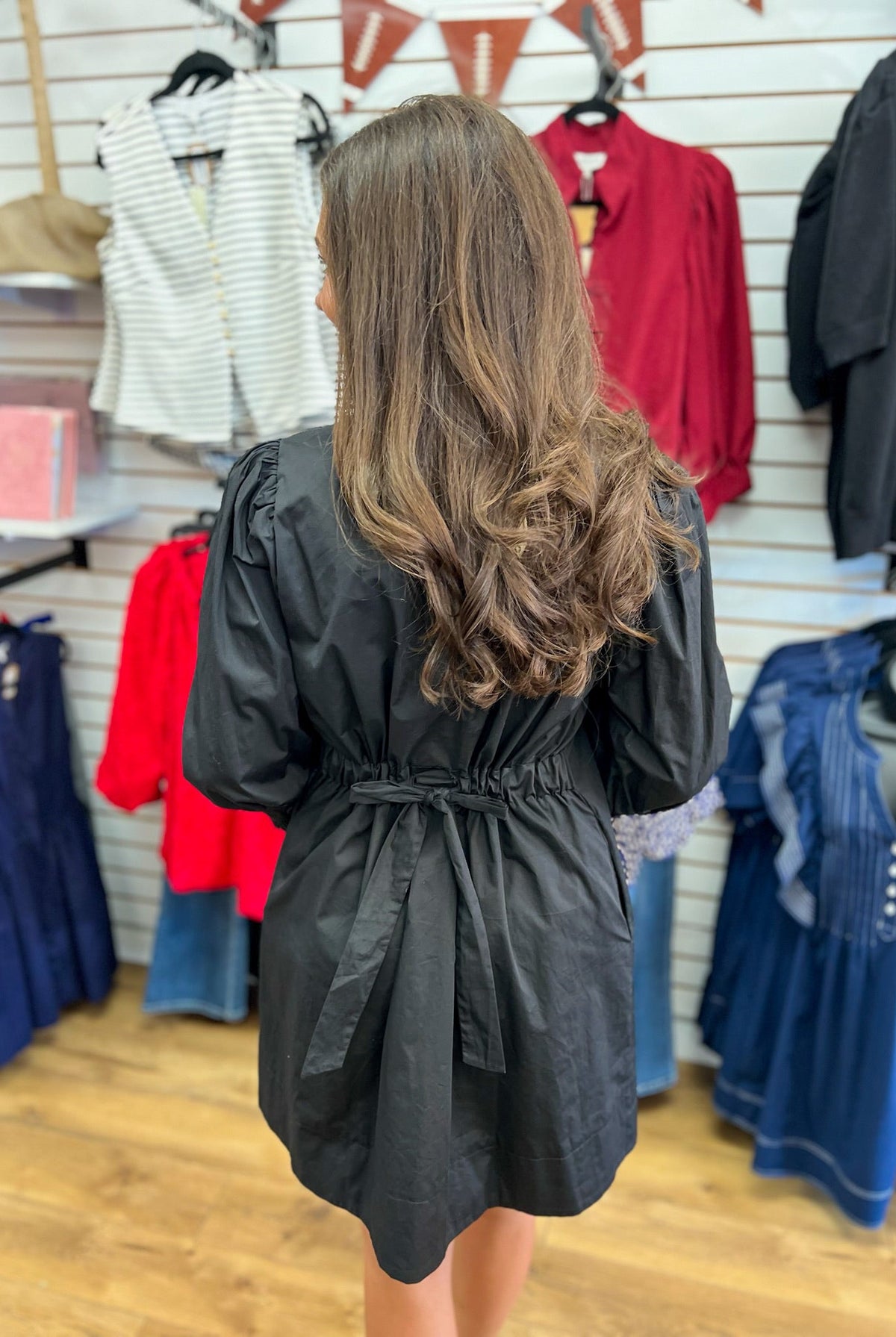 Black 3/4 Sleeve Dress with Ruffle Details - A'Bekah's Boutique