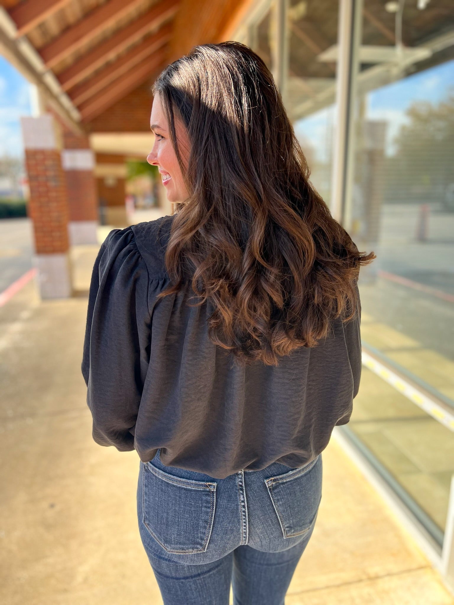 Black High Collar Balloon Hem Jacket - A'Bekah's Boutique