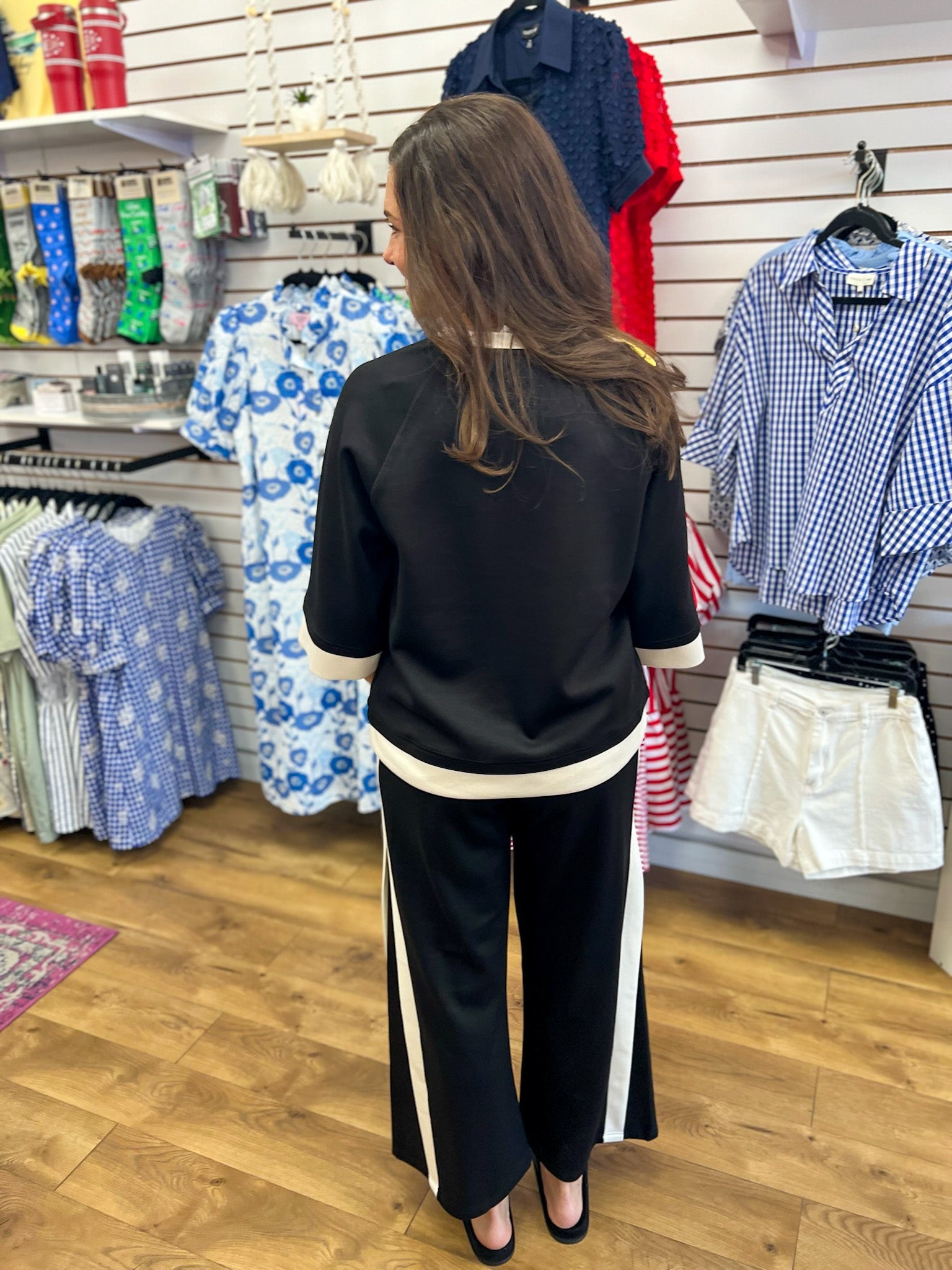 Black Luxeknit Colorblock Wide Leg Pants Set - A'Bekah's Boutique