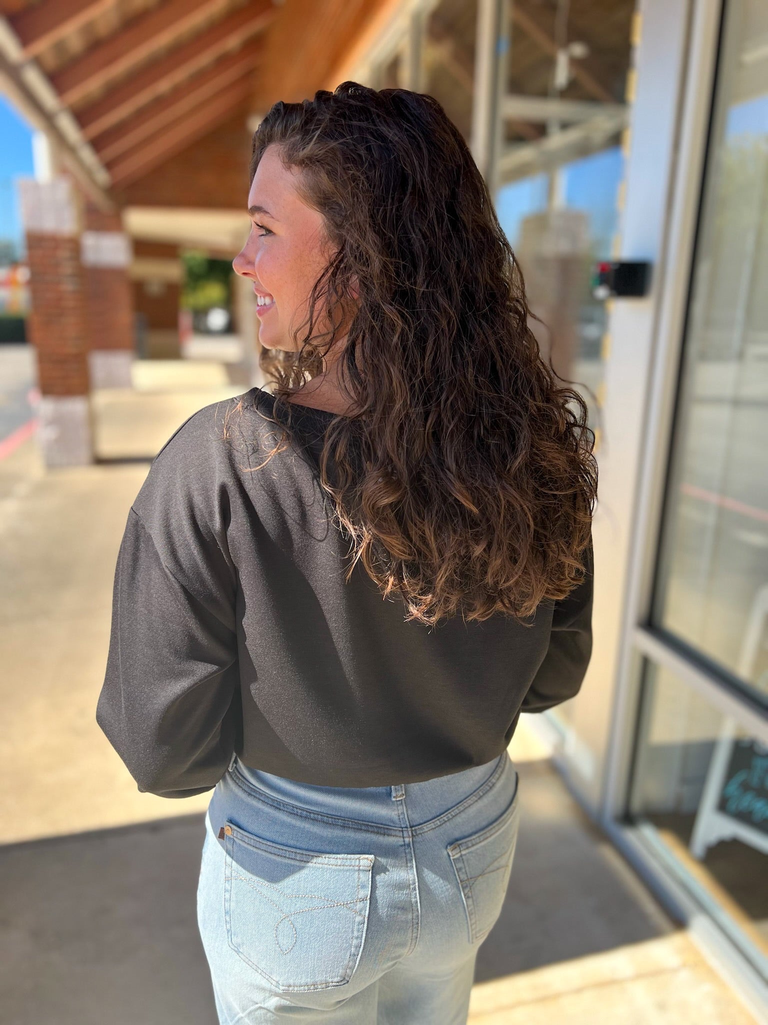 Black Scuba Boatneck Long Sleeve Cropped Sweatshirt - A'Bekah's Boutique