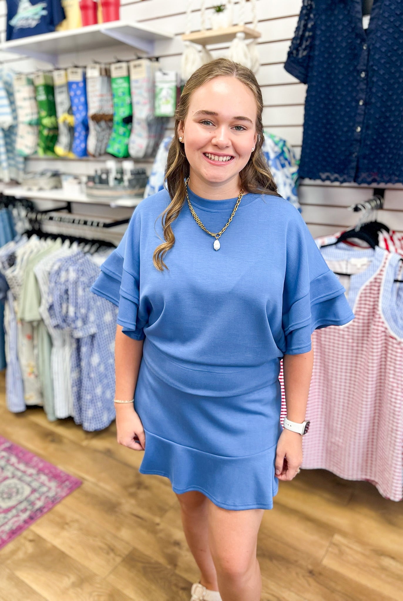 Blue Luxeknit Matching Skort Set - A'Bekah's Boutique