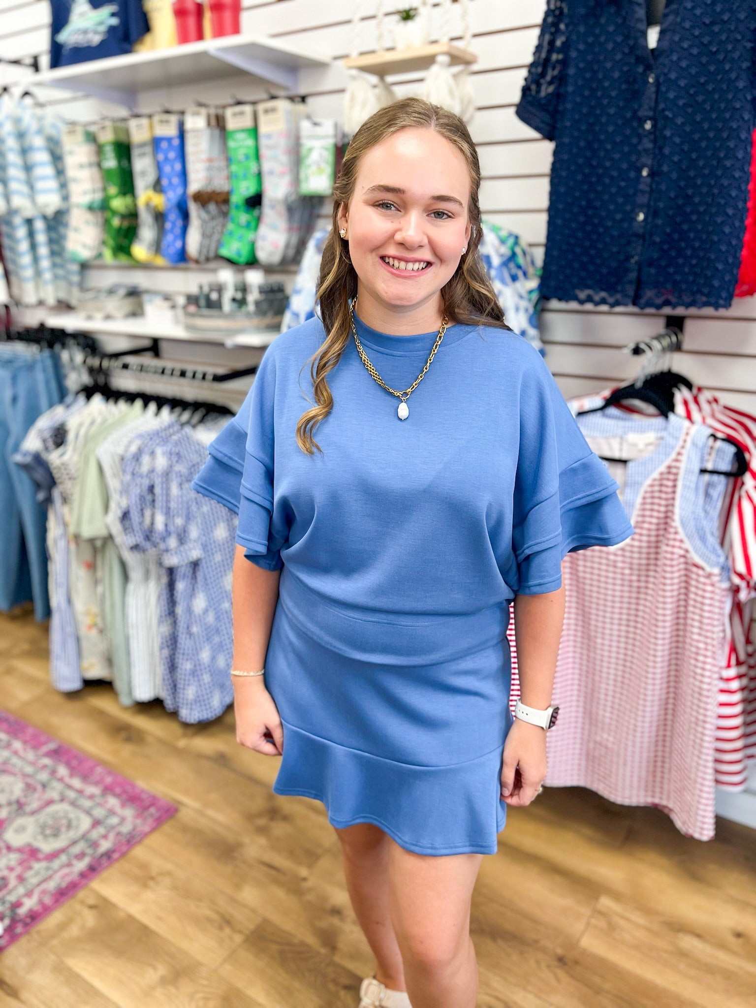 Blue Luxeknit Matching Skort Set - A'Bekah's Boutique