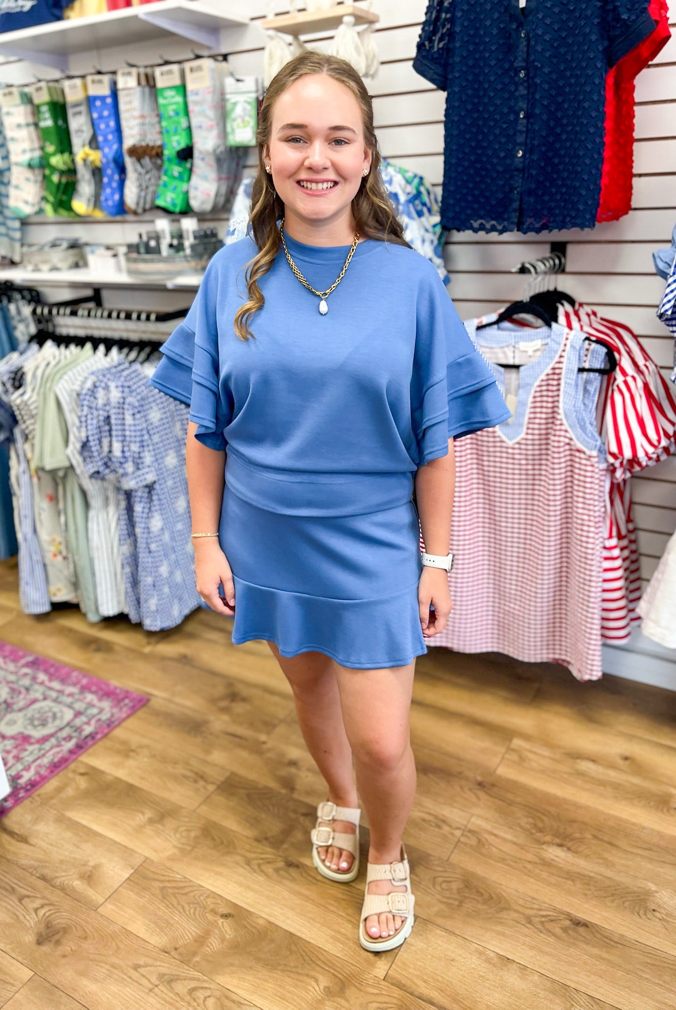 Blue Luxeknit Matching Skort Set - A'Bekah's Boutique