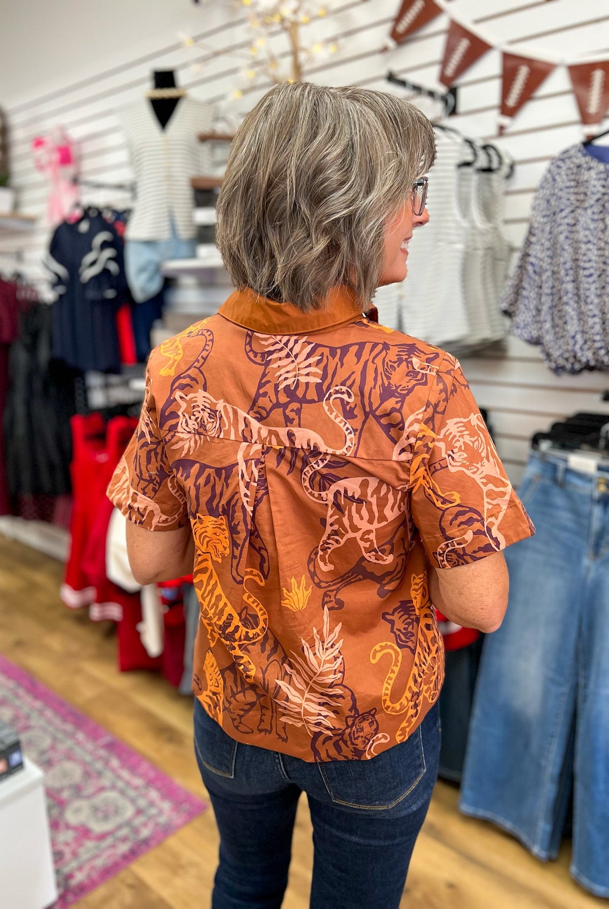 Brown Tiger Print Short Sleeve Top - A'Bekah's Boutique