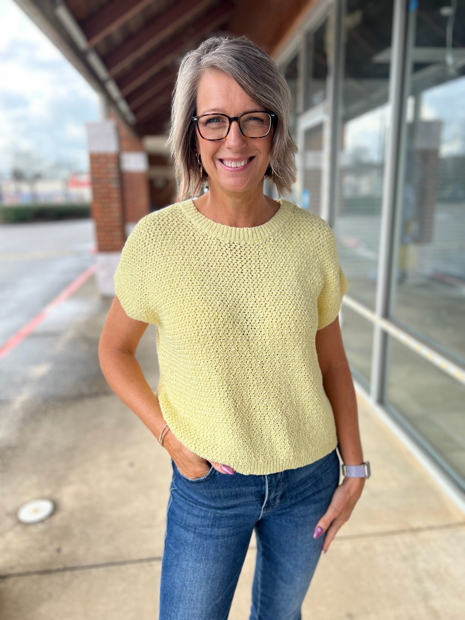 Butter Cream Yellow Lightweight Sweater with Cap Sleeves - A'Bekah's Boutique