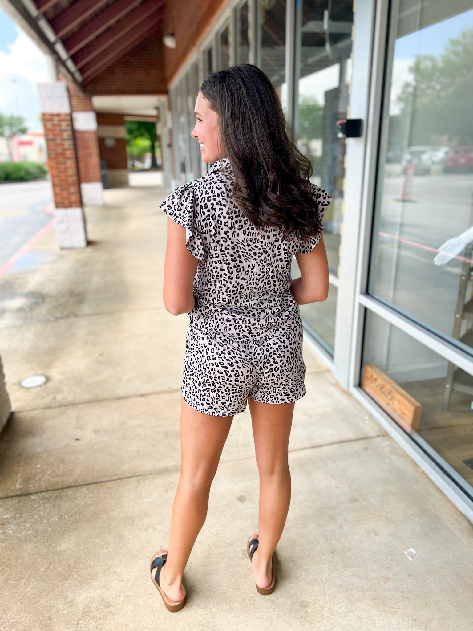Call On Me Leopard Ruffle Sleeve Short Set - A'Bekah's Boutique
