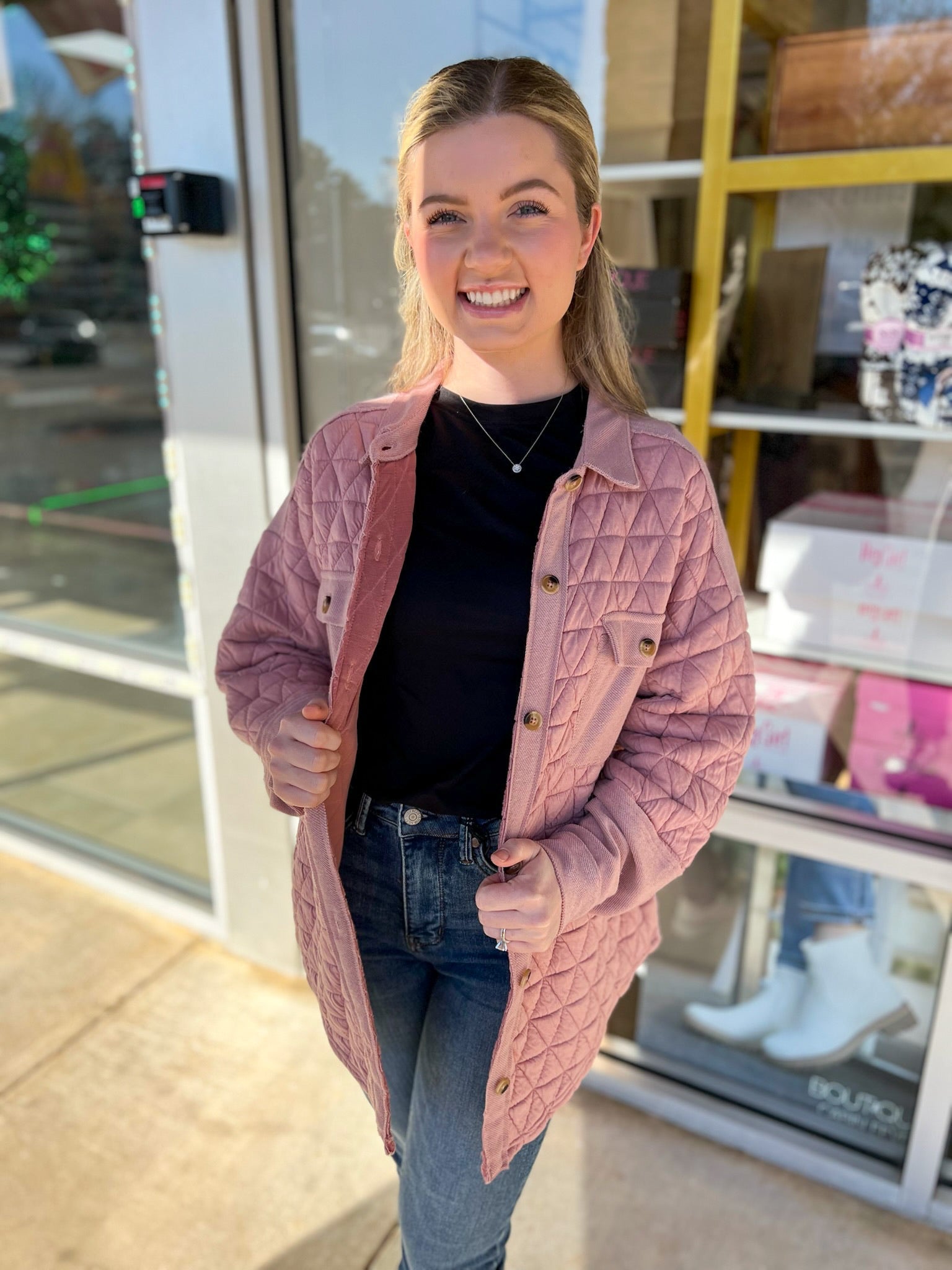 Calling On You Blush Quilted Shacket - A'Bekah's Boutique