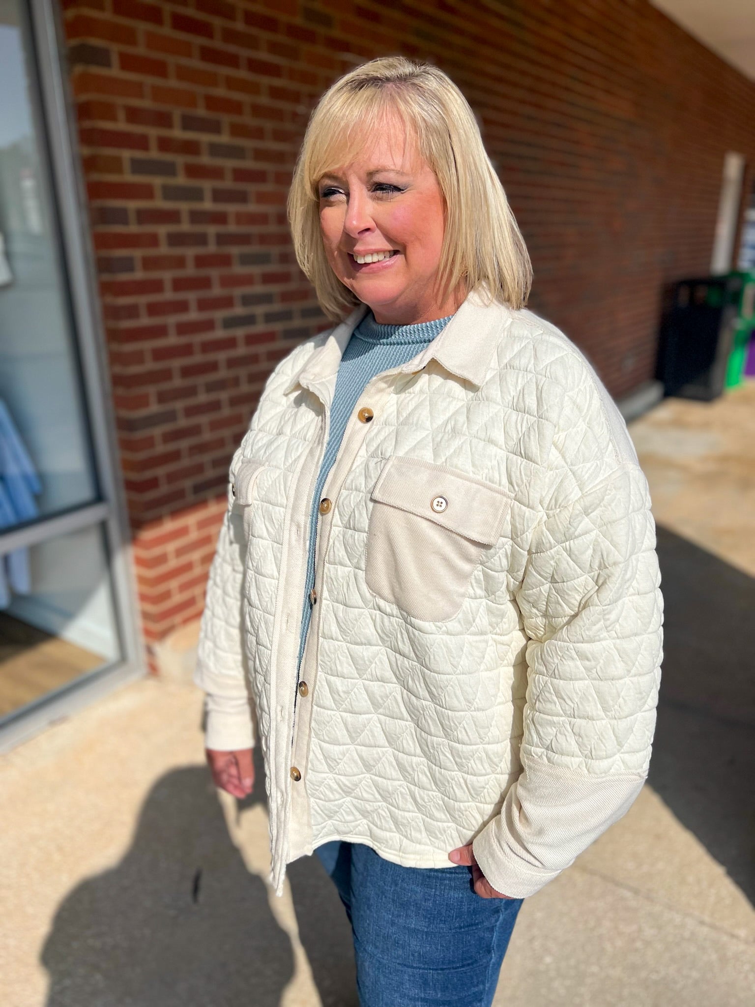 Calling On You Curvy Cream Quilted Shacket - A'Bekah's Boutique