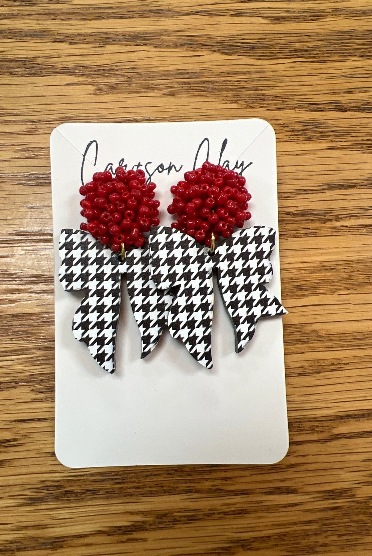 CAR+SON CLAY Alabama Houndstooth Bow Earrings - A'Bekah's Boutique