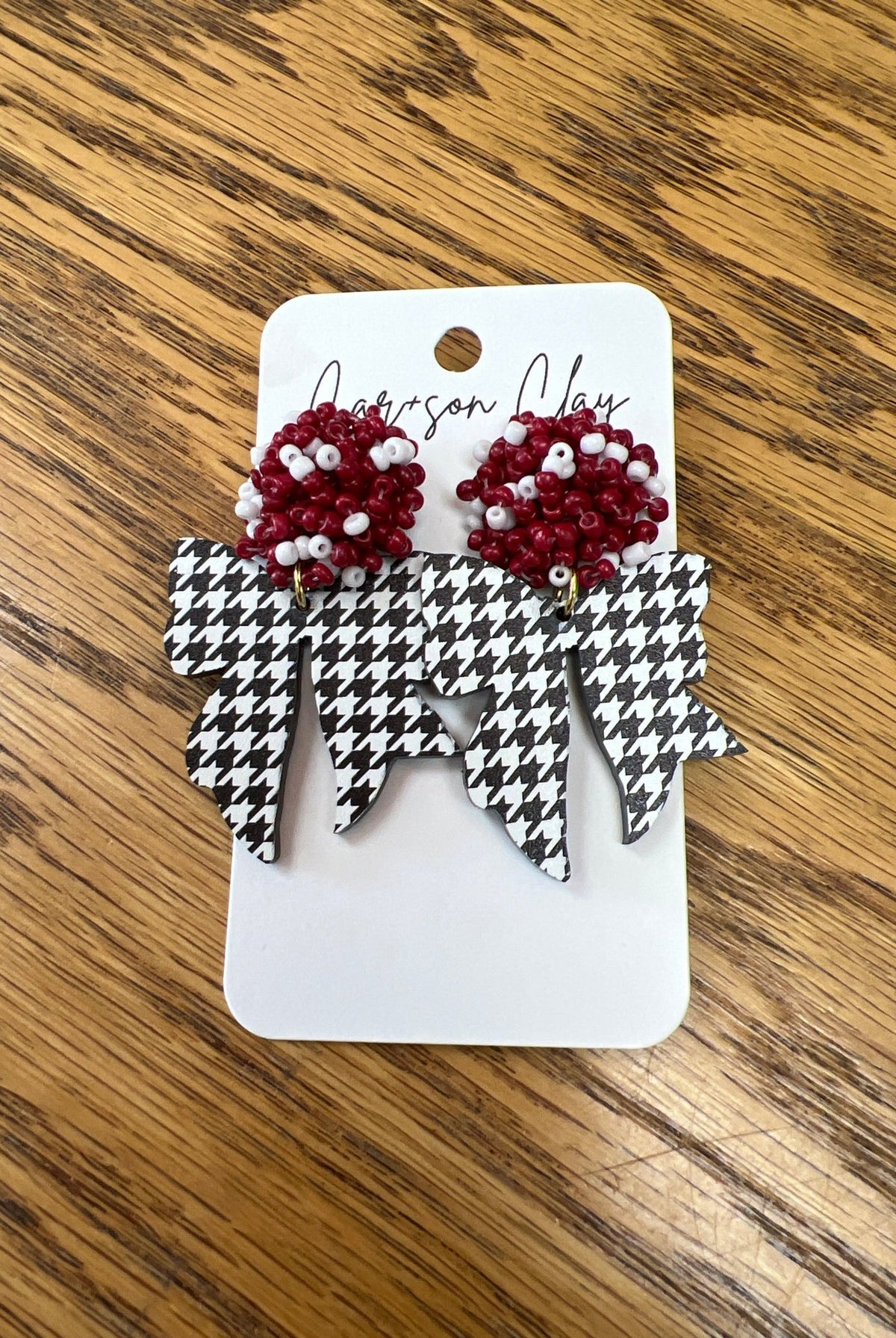 CAR+SON CLAY Alabama Houndstooth Bow Earrings - A'Bekah's Boutique