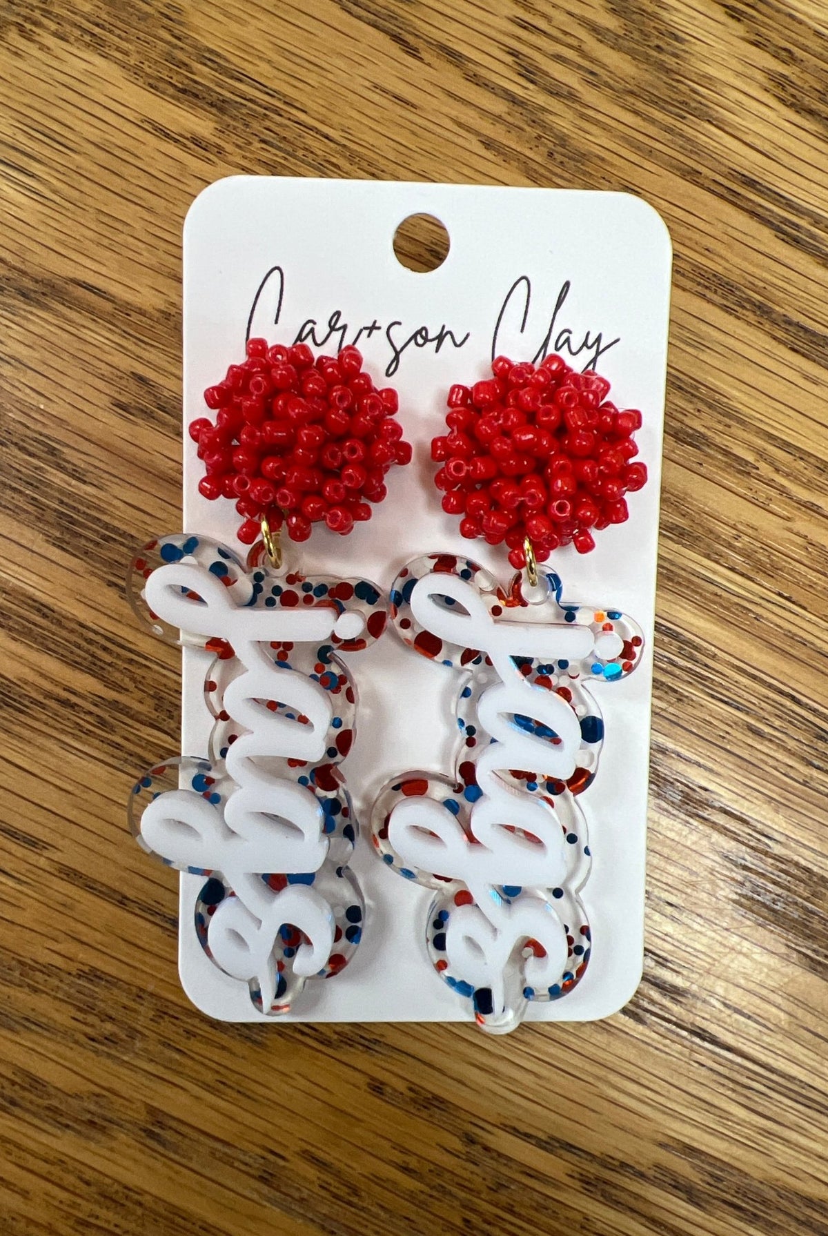 CAR+SON CLAY Red University of South Alabama Jags Earrings - A'Bekah's Boutique