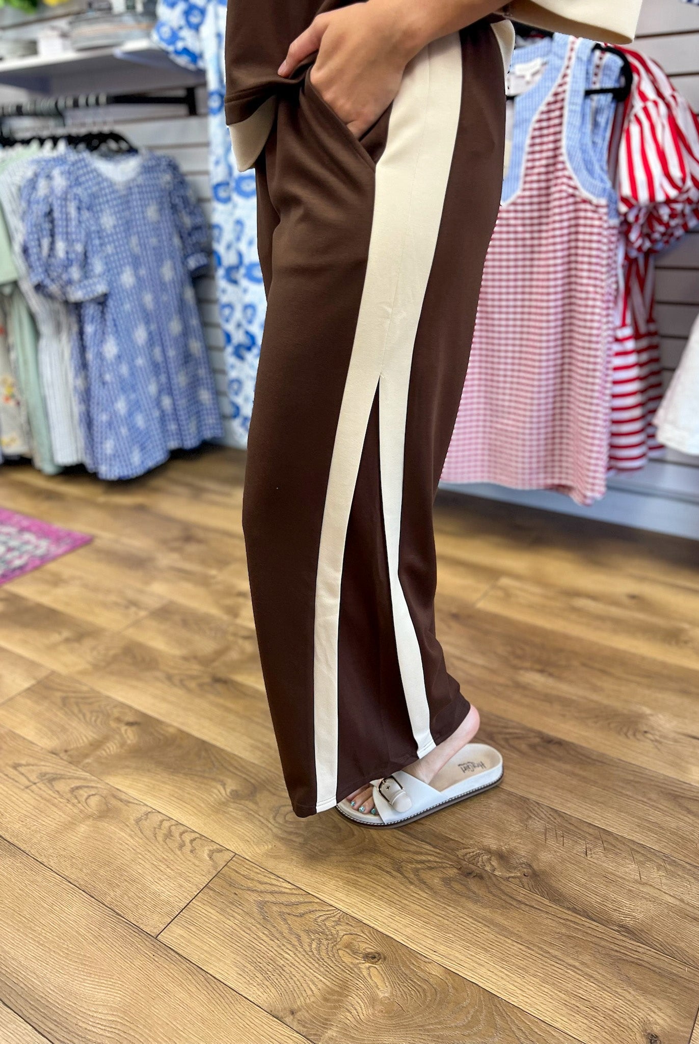 Coco Brown Luxeknit Colorblock Wide Leg Pants Set - A'Bekah's Boutique