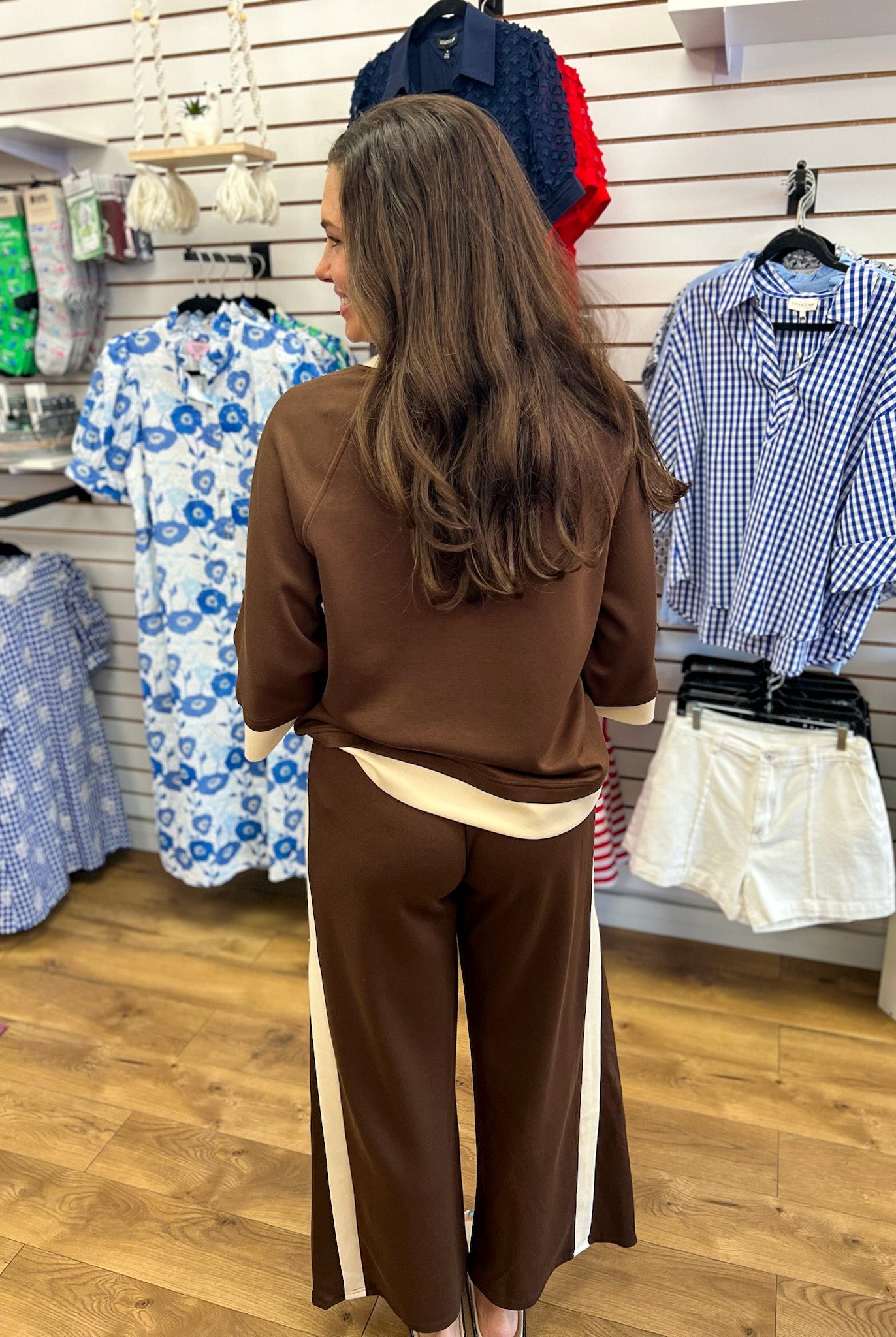 Coco Brown Luxeknit Colorblock Wide Leg Pants Set - A'Bekah's Boutique