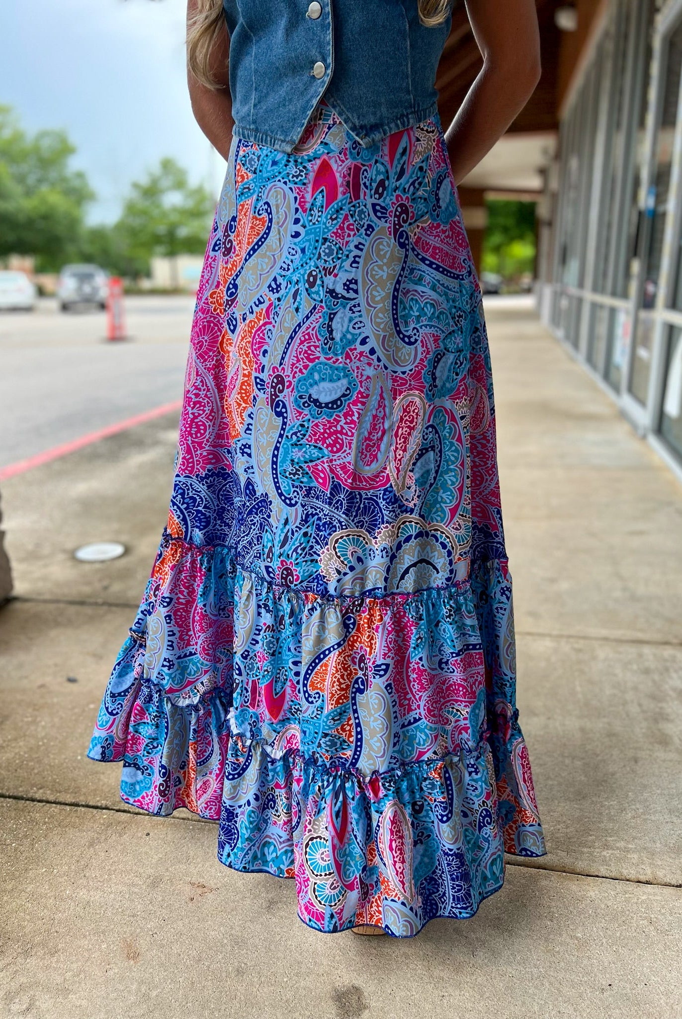 Come Along Blue Paisley Tiered Maxi Skirt - A'Bekah's Boutique