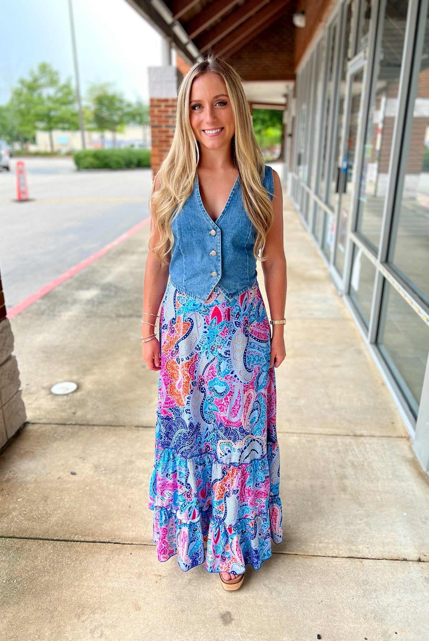 Come Along Blue Paisley Tiered Maxi Skirt - A'Bekah's Boutique