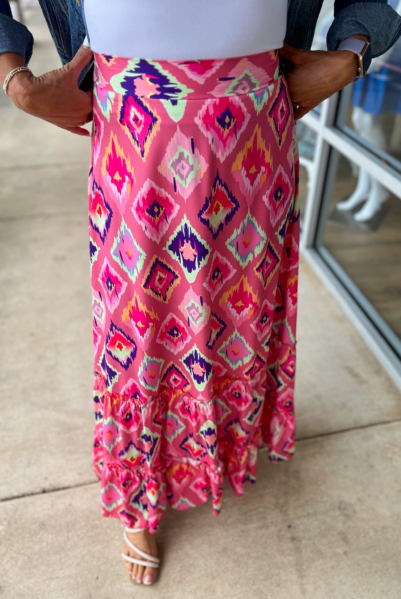 Come Along Pink Printed Tiered Maxi Skirt - A'Bekah's Boutique