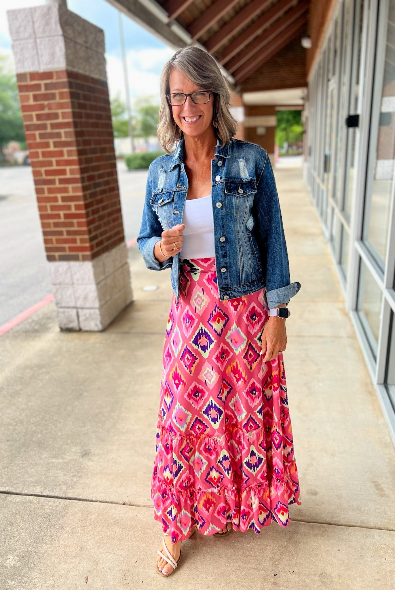 Come Along Pink Printed Tiered Maxi Skirt - A'Bekah's Boutique