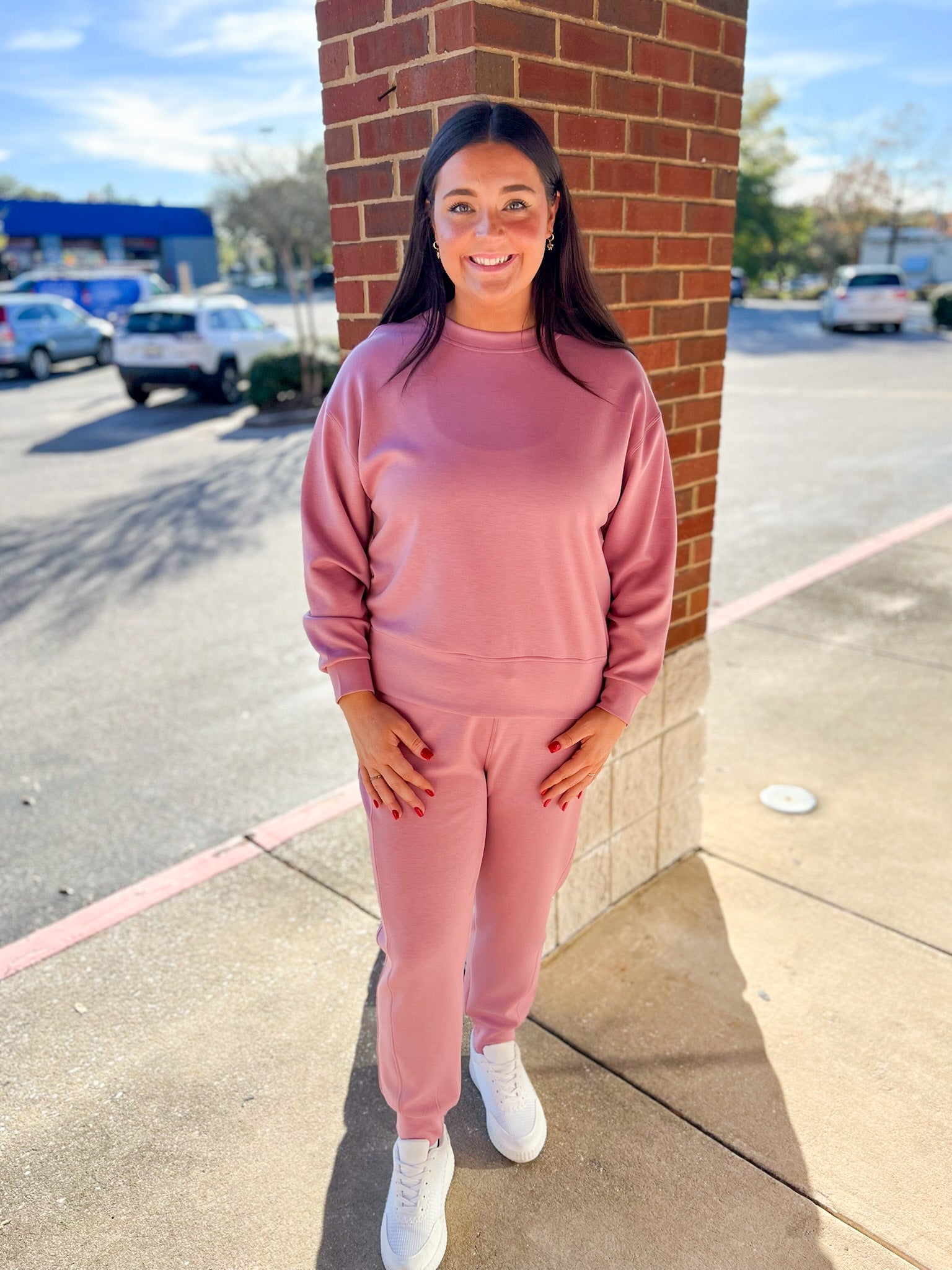 Confidence Is Key Light Rose Crewneck Pullover and Jogger Set - A'Bekah's Boutique
