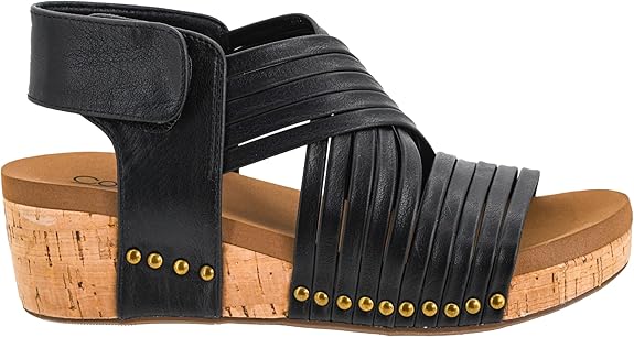 Corkys About Last Night Strappy Black Wedges - A'Bekah's Boutique