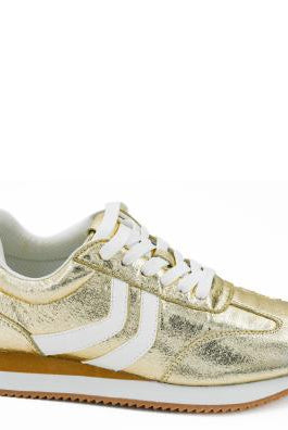 Corkys Kickoff Gold Crinkle Metallic Lace Up Sneakers - A'Bekah's Boutique