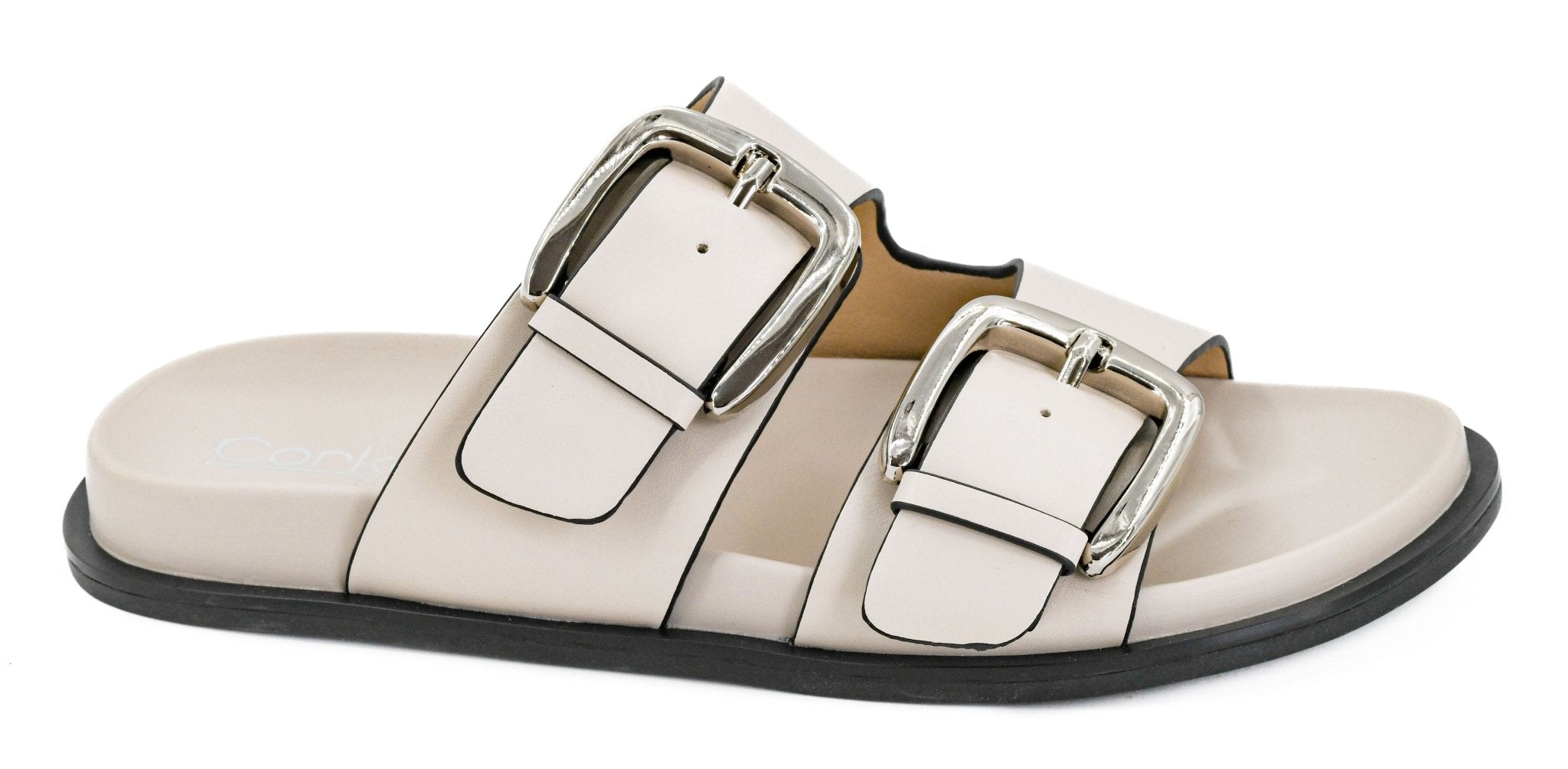 Corkys Private Jet Ivory Double Buckle Sandals - A'Bekah's Boutique
