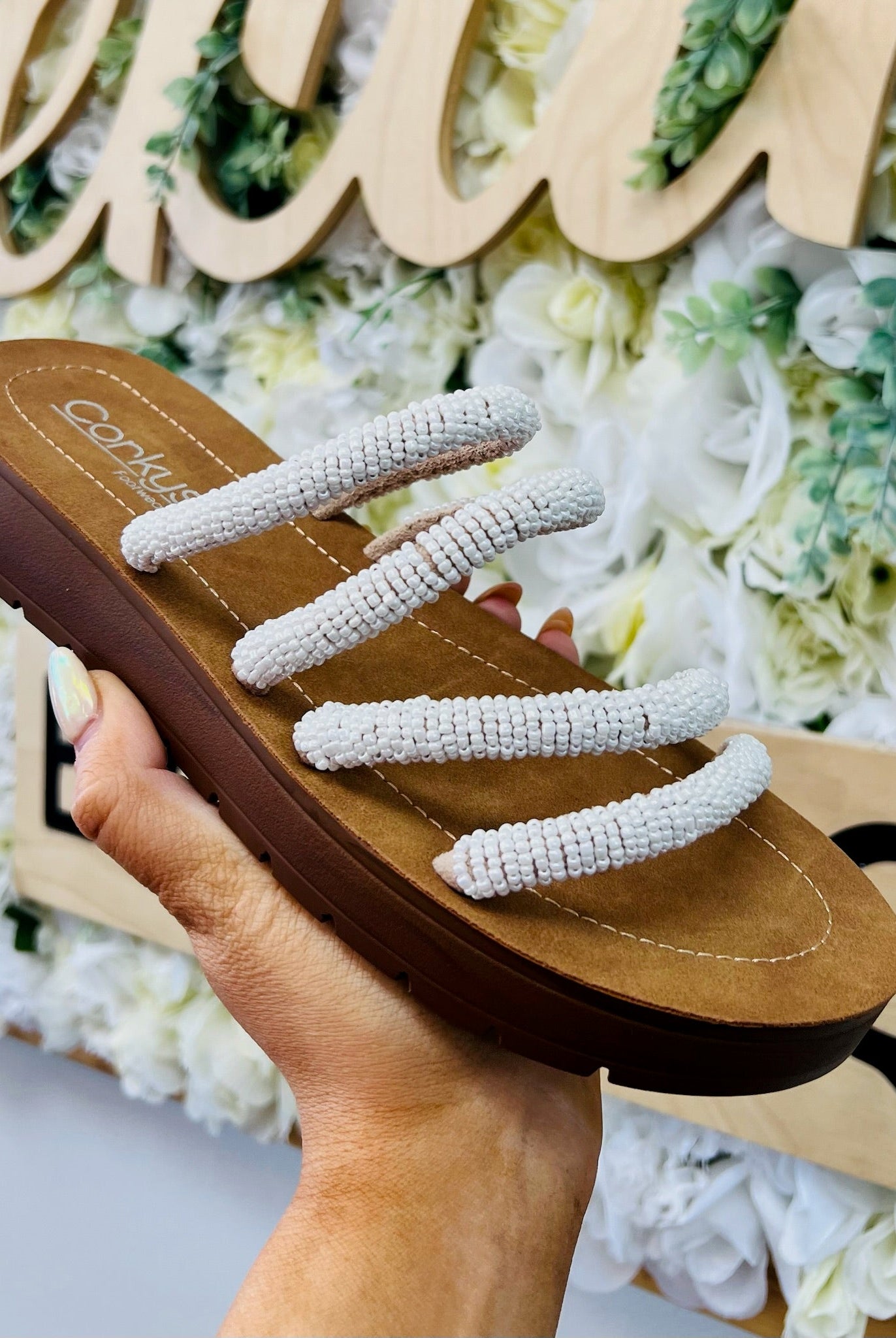 Corkys Striptease Ivory Strappy Platform Sandals - A'Bekah's Boutique