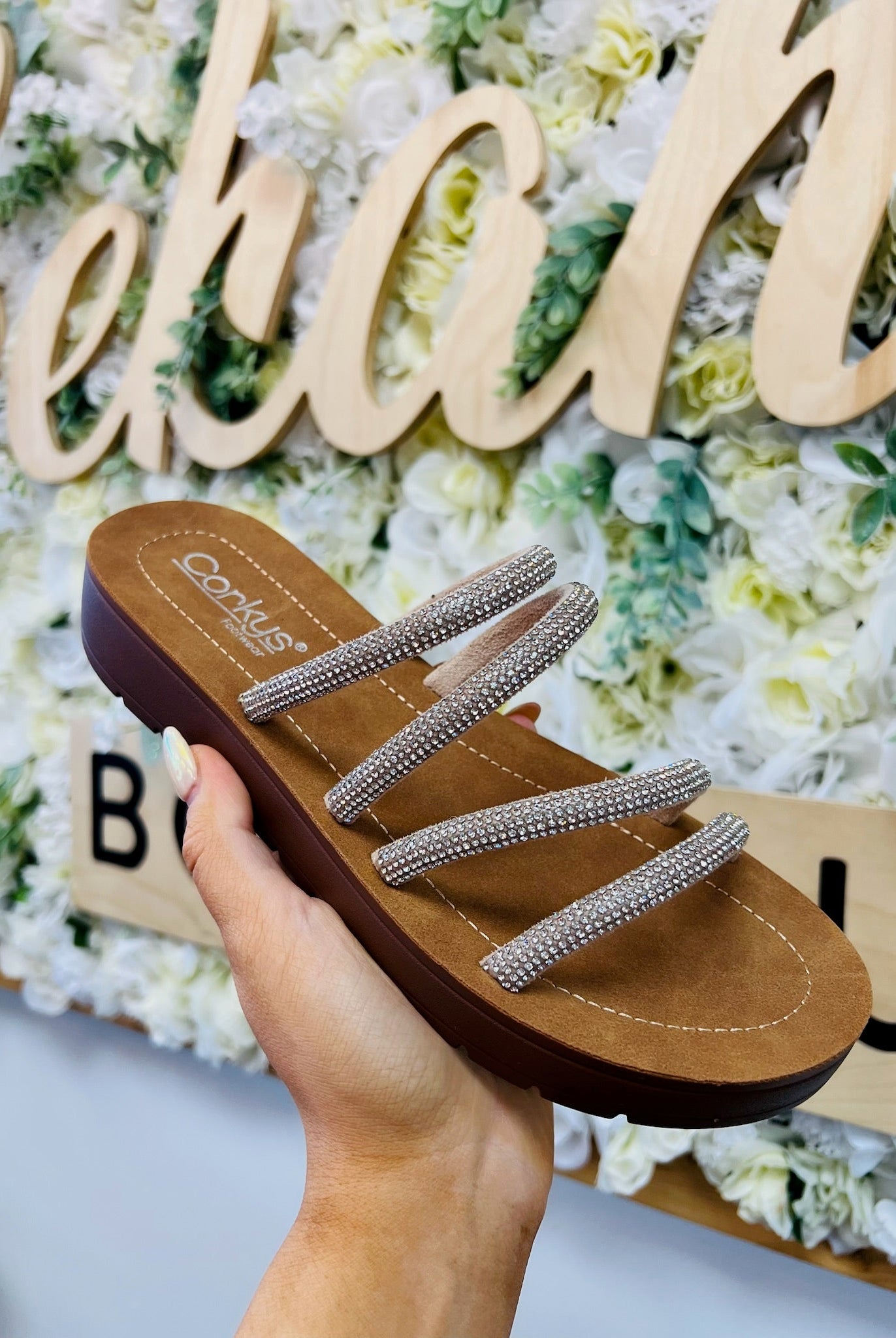 Corkys Striptease Rhinestone Strappy Platform Sandals - A'Bekah's Boutique