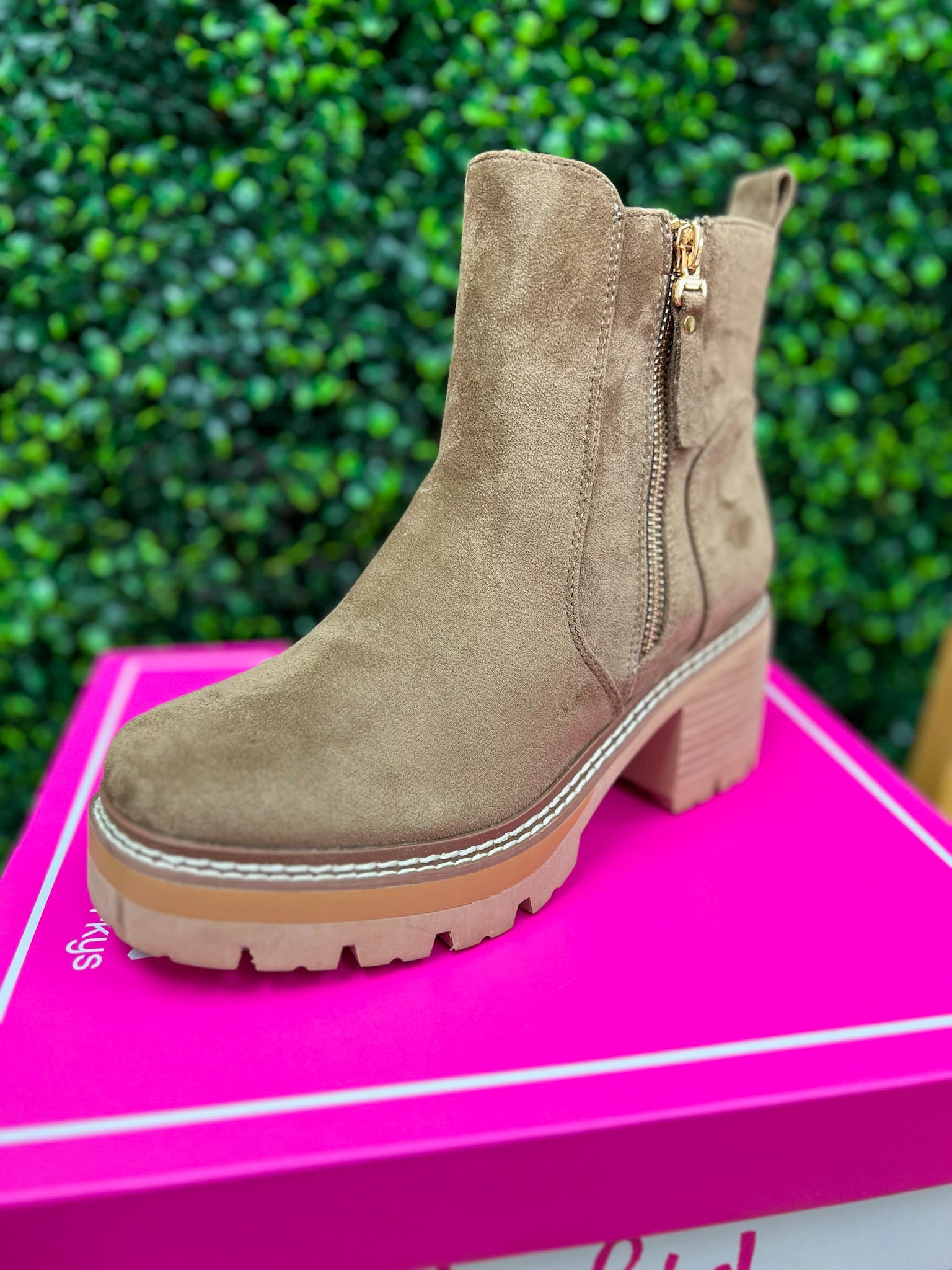 Corkys Up To No Good Saddle Faux Suede Chunky Heel Booties - A'Bekah's Boutique