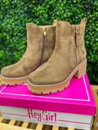 Corkys Up To No Good Saddle Faux Suede Chunky Heel Booties - A'Bekah's Boutique