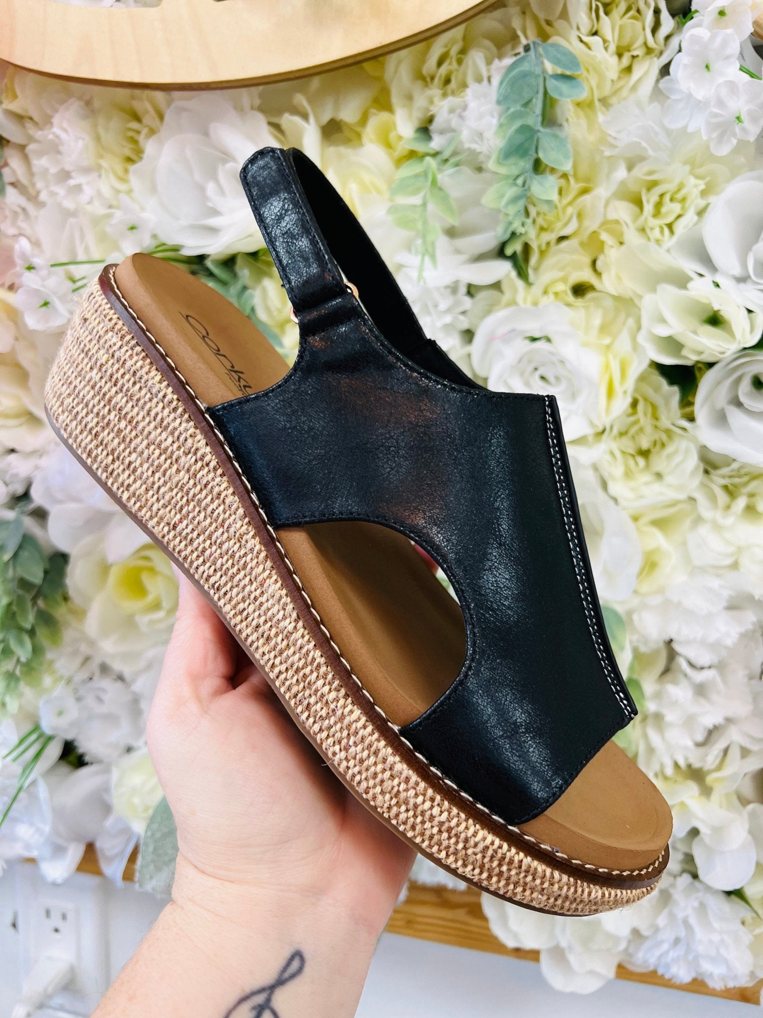 Corkys Volta II Black 2 Wedges - A'Bekah's Boutique