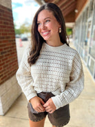 Cream Chenille Pointelle Cropped Oversized Sweater - A'Bekah's Boutique