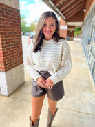 Cream Chenille Pointelle Cropped Oversized Sweater - A'Bekah's Boutique