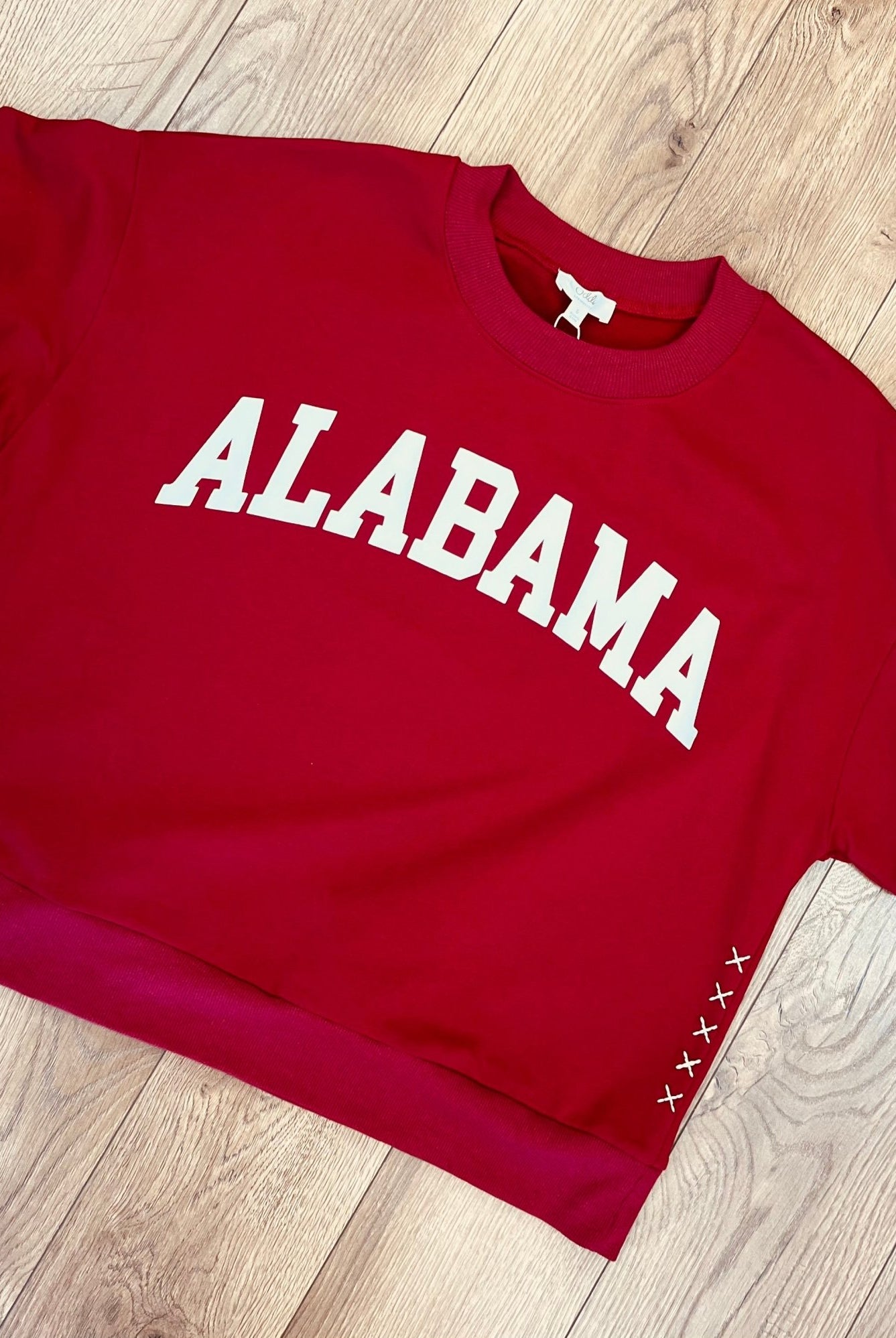 Crimson Alabama Short Sleeve Sweatshirt with Relaxed Raglan Sleeves - A'Bekah's Boutique