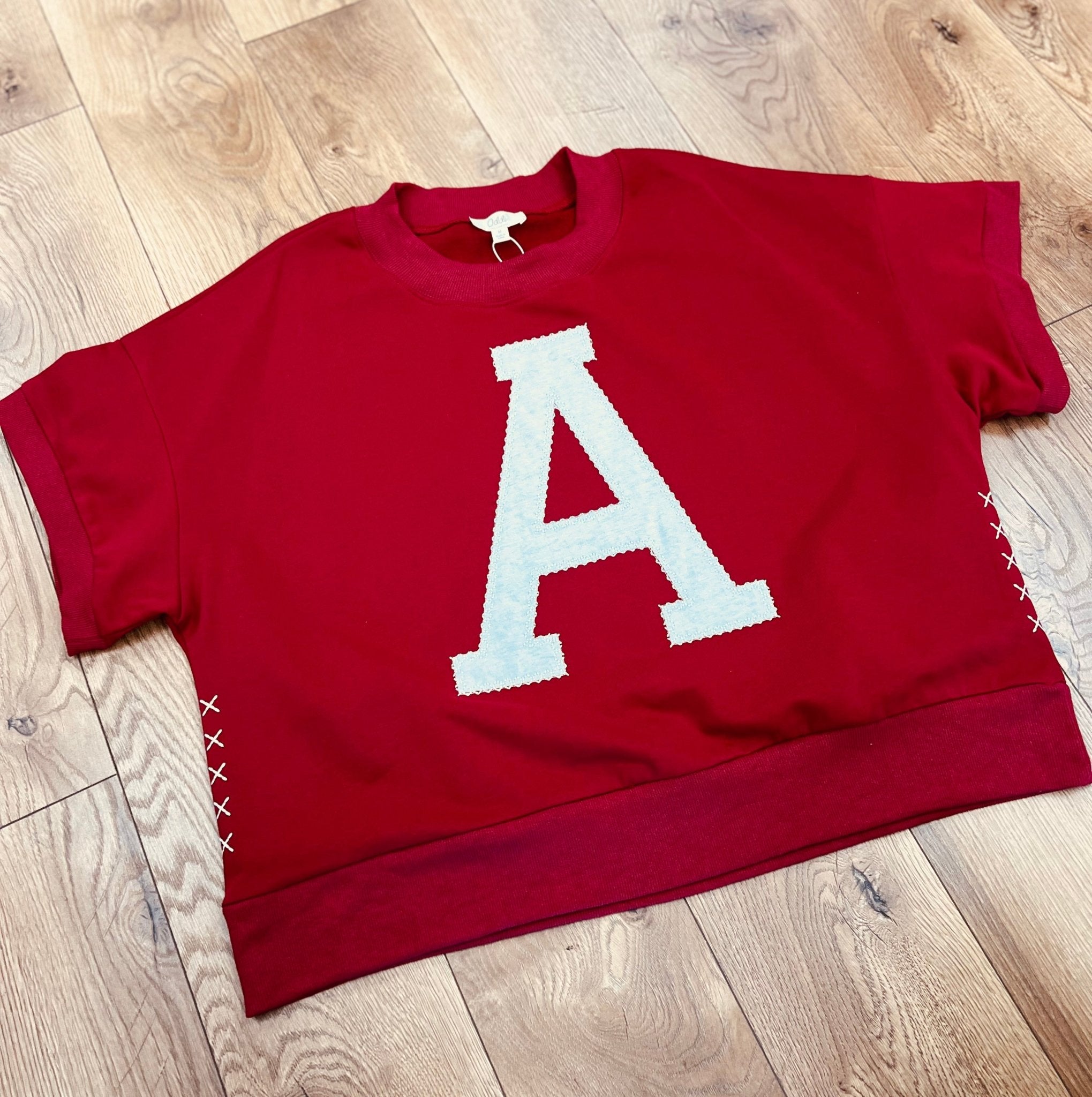 Crimson Vintage Letter Short Sleeve Alabama Top - A'Bekah's Boutique