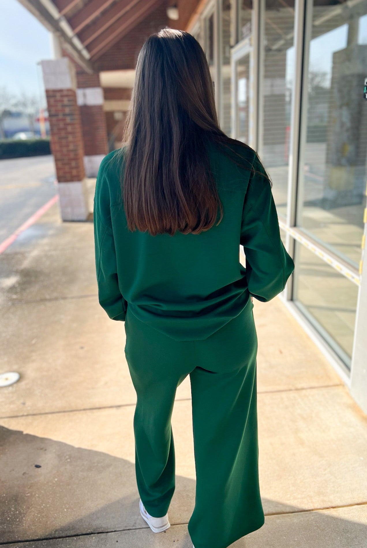 Dark Green Scuba Long Sleeve Pant Set - A'Bekah's Boutique