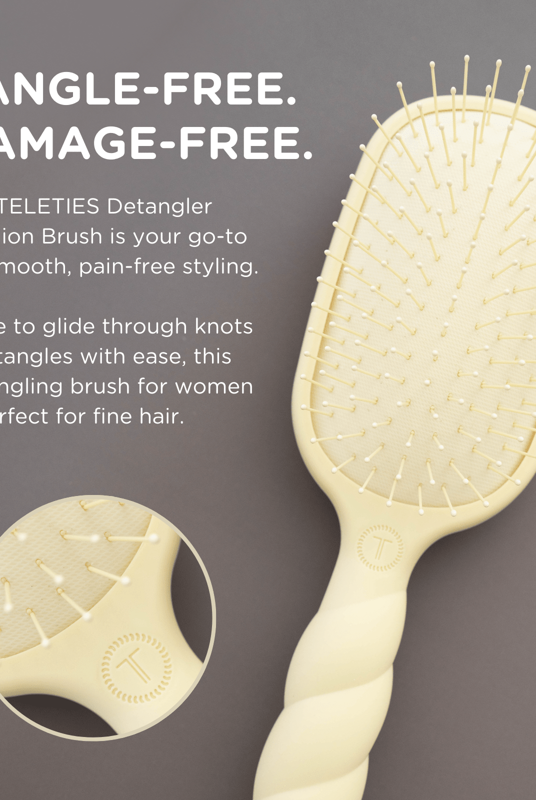 Detangler Hair Brush for Fine Hair - Tan - A'Bekah's Boutique