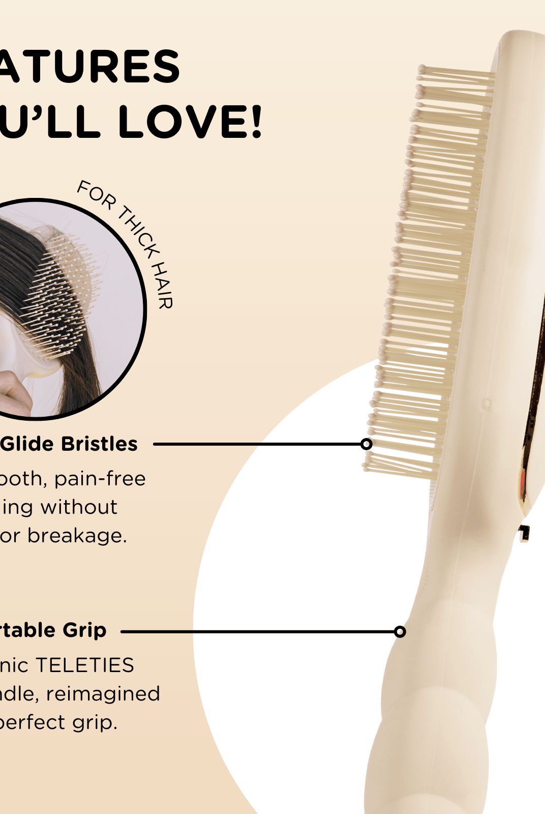 Detangler Hair Brush for Thick Hair - Tan - A'Bekah's Boutique