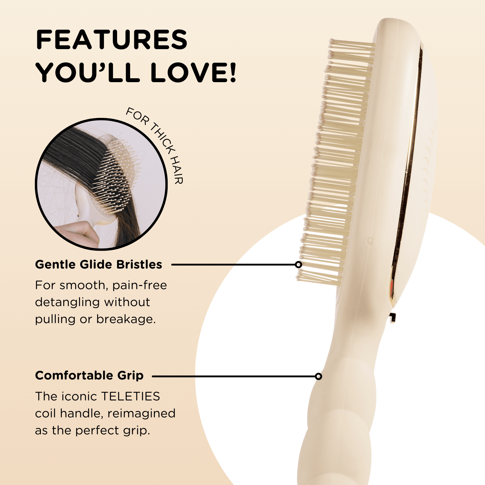 Detangler Hair Brush for Thick Hair - Tan - A'Bekah's Boutique